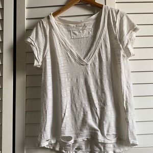 Free people deep v distressed tee